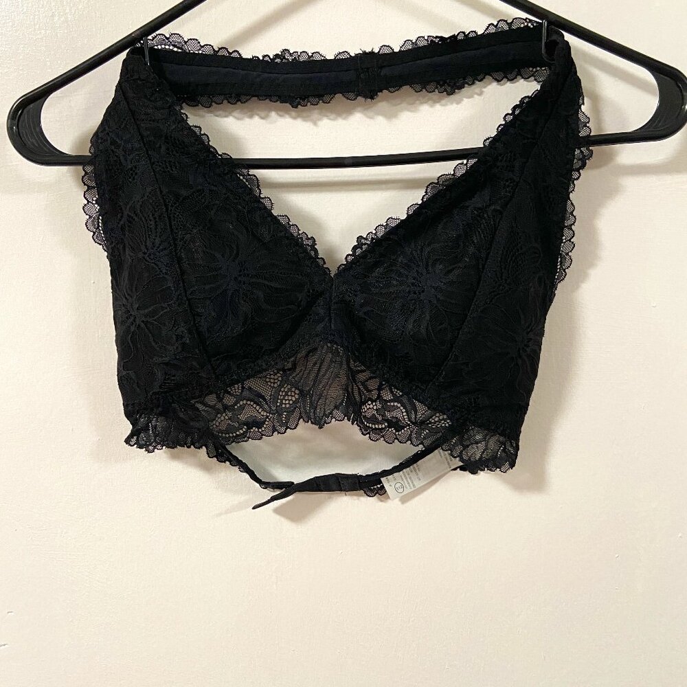 Gilly Hicks Black Lace Triangle Halter Bralette Size S